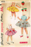 1950s Vintage Simplicity Sewing Pattern 4953 FF Toddler Girls Circle Skirt Sz 2