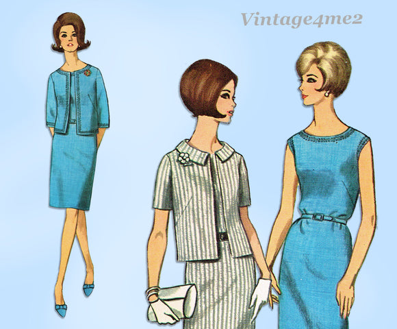 1960s Vintage Simplicity Sewing Pattern 7496 Uncut Misses Dress and Jacket Sz 36 B