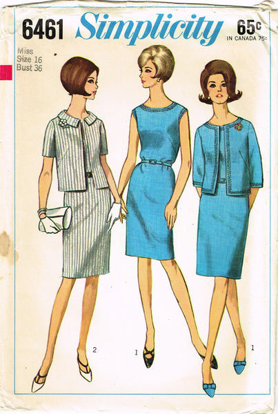 1960s Vintage Simplicity Sewing Pattern 7496 Uncut Misses Dress and Jacket Sz 36 B