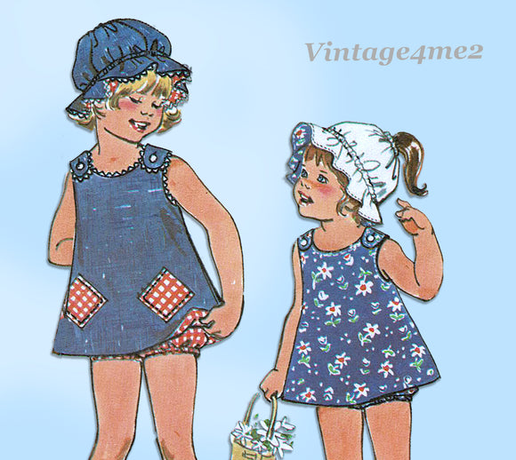 Simplicity 6951: 1970s Toddler Girls Bloomer Dress Size 5 Vintage Sewing Pattern