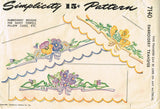 1940s Vintage Simplicity Sewing Pattern 7140 Uncut Floral Pillowcase Motifs