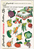 1940s Vintage Simplicity Embroidery Transfer 7225 Uncut Applique Veggie Motifs