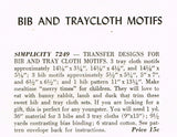 1940s VTG Simplicity Embroidery Transfer 7249 Uncut Baby Bib & Tray Cloth Motifs
