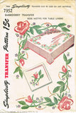 1940s VTG Simplicity Embroidery Transfer 7352 Uncut Rose Table Cloth & Napkins