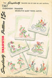 1940s Vintage Simplicity Embroidery Transfer 7367 Uncut Decorative Guest Towels