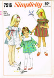 1960s Vintage Simplicity Sewing Pattern 7516 Toddler Girls High Yoke Dress Sz 4