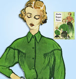 1940s Vintage Simplicity Designer Sewing Pattern 8040 Chic Misses Blouse Sz 33 B - Vintage4me2