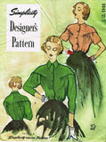 1940s Vintage Simplicity Designer Sewing Pattern 8040 Chic Misses Blouse Sz 33 B - Vintage4me2