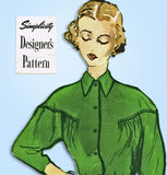 1940s Vintage Simplicity Designer Sewing Pattern 8040 Chic Misses Blouse Sz 33 B - Vintage4me2