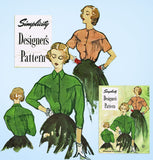 1940s Vintage Simplicity Designer Sewing Pattern 8040 Chic Misses Blouse Sz 33 B - Vintage4me2