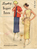 1950s Vintage Simplicity Designer Sewing Pattern 8235 Misses Dress & Jacket Sz16