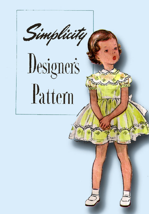 1950s Simplicity Sewing Pattern 8356 Toddler Girls Scalloped Dress or Gown Sz 2