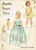 1950s Simplicity Sewing Pattern 8356 Toddler Girls Scalloped Dress or Gown Sz 2