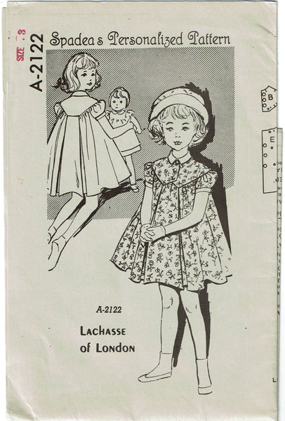 1950s Vintage Spadea Sewing Pattern A-2122 Sweet Designer Toddler Dress