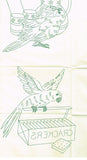 1930s VTG Superior Embroidery Transfer 114 Uncut DOW Parakeet Bird Tea Towels