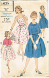 1950s Vintage Vogue Sewing Pattern 1638 Teen Girls Sun Dress & Topper Sz 10 30B