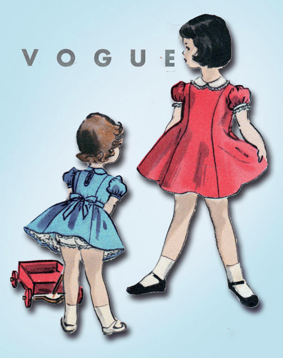 1950s ORIG Vintage Vogue Sewing Pattern 2697 Toddler Girls Princess Dress Sz 2