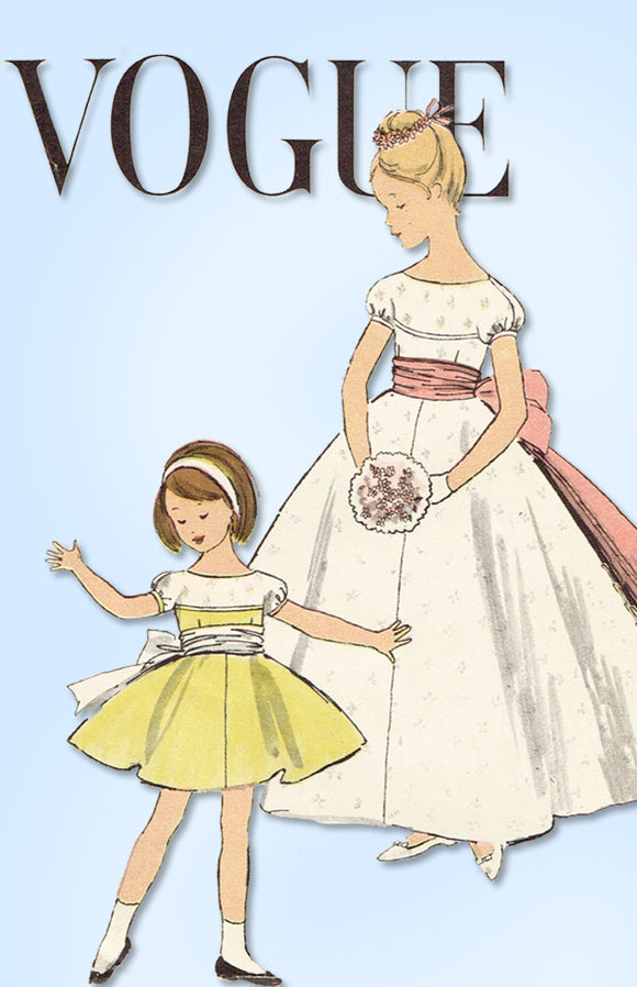 1950s Original Vintage Vogue Pattern 2743 Toddler Girls Dress or Gown Size 6 24B