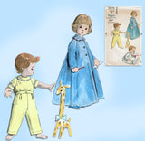 Vogue 2876: 1950s Toddlers Pajamas and Robe Set Sz 2 Vintage Sewing Pattern