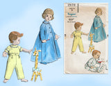 Vogue 2876: 1950s Toddlers Pajamas and Robe Set Sz 2 Vintage Sewing Pattern