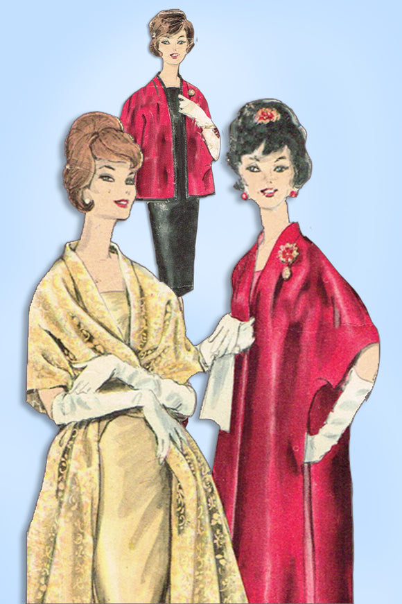 Vogue 5345: 1960s Misses Easy Stole Coat Sz Med Original Vintage Sewing Pattern - Vintage4me2