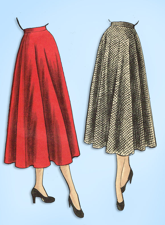 1940s Original Vintage Vogue Sewing Pattern 6343 Misses Full Skirt Size 24 Waist