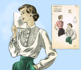 Vogue 6628: 1940s Misses Blouse w Tucked Yoke Sz 30 B Vintage Sewing Pattern