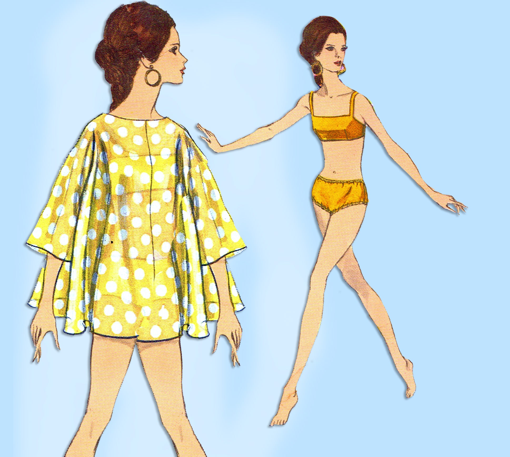 Vogue 7075: 1960s Uncut Misses Bathing Suit & Cover 36 B Vintage Sewin –  Vintage4me2