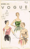 1950s Vintage Vogue Sewing Pattern 8100 Misses Evening Blouse Size 34 Bust