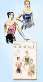 1950s Vintage Vogue Sewing Pattern 8100 Misses Evening Blouse Size 34 Bust