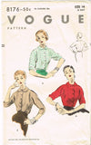 1950s Vintage Vogue Sewing Pattern 8176 Uncut Misses Blouse Size 14 32 Bust