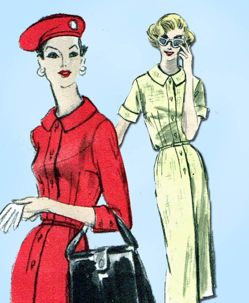 1950s Vintage Vogue Sewing Pattern 8878 Uncut Misses Shirtwaist Dress Size 32 B