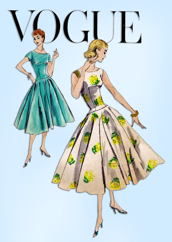 1950s Vintage Vogue Sewing Pattern 8885 Petite Misses Party Dress 