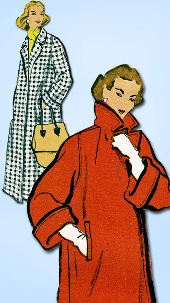 1950s Vintage Vogue Sewing Pattern 9149 Misses Swagger Coat 2 Lengths Sz 12 32B