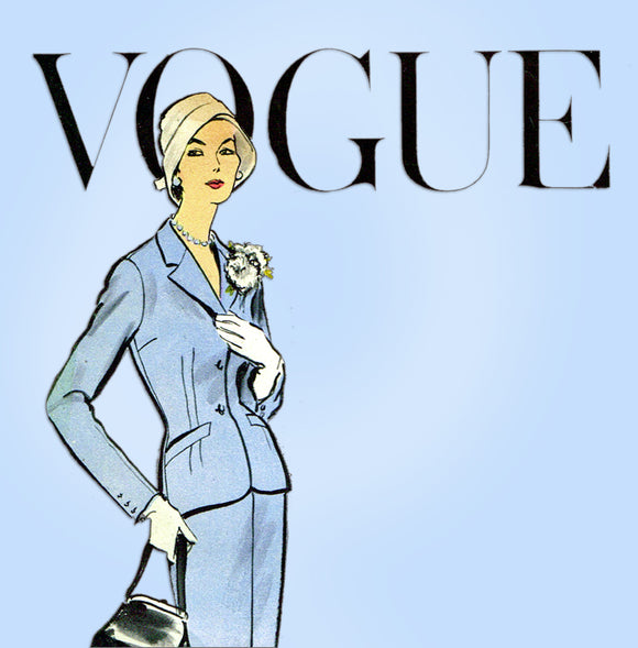 1950s Vintage Vogue Sewing Pattern 9194 Stunning Misses Slender Suit Sz 36 Bust