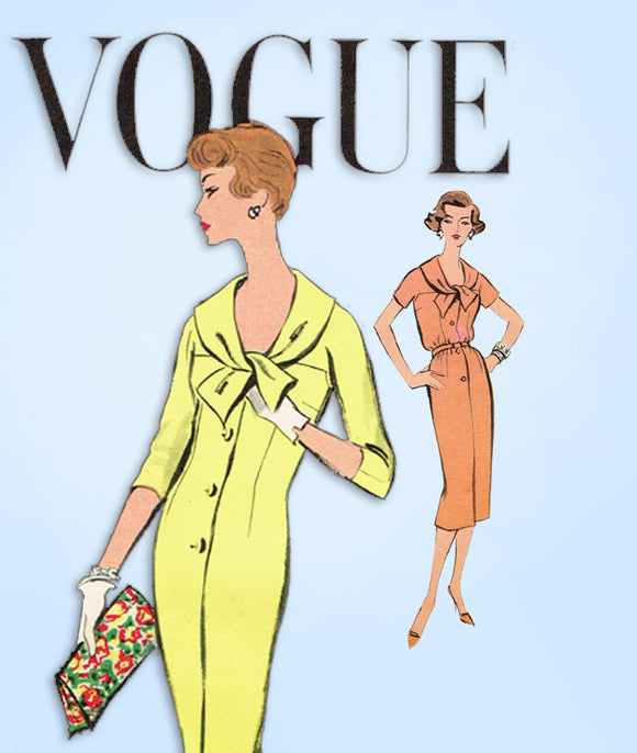 1950s Vintage Vogue Sewing Pattern 9431 Uncut Misses Slender Dress Size 32 Bust