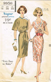 1960s Original Vintage Vogue Pattern 9950 Very Easy Misses Kimono Dress Sz 36 B