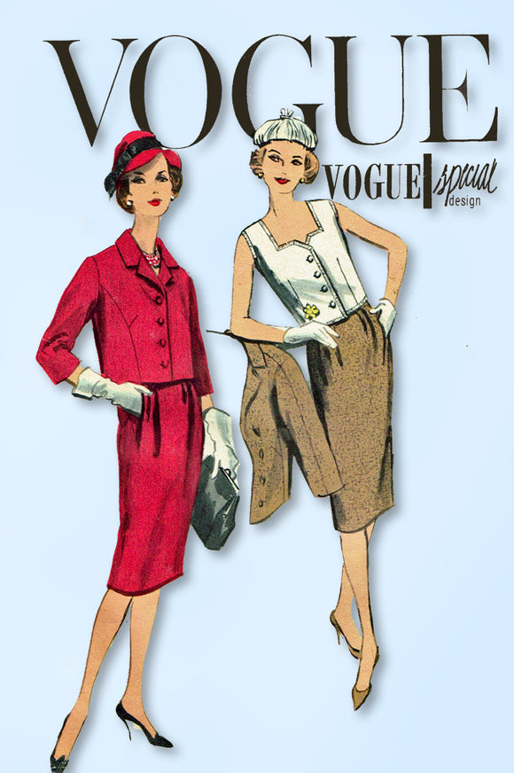 1950s Original Vintage Vogue Special Design Pattern S-4923 Misses 3 Pc Suit 34B